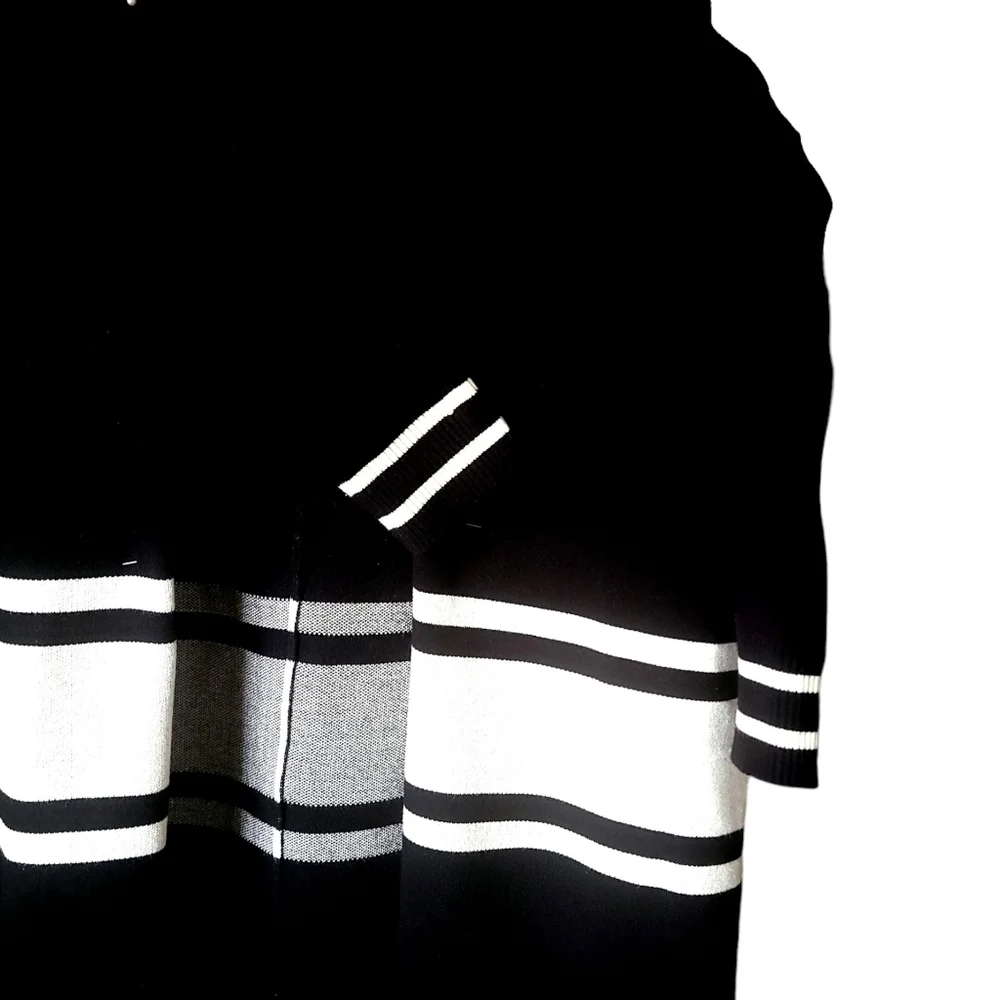 Anthropologie NVLT Black and White PIPPA Open Cardigan Knit Sweater Size M - Picture 4 of 7